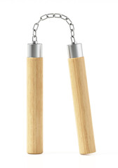 Nunchucks isolated on white background. 3D illustration