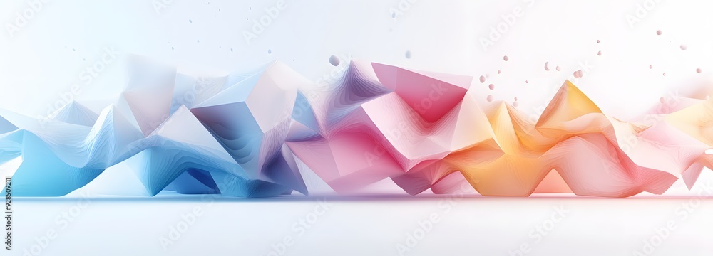 Poster 41. dynamic 3d wall art featuring interconnected geometric prisms and smooth gradients, isolated on 