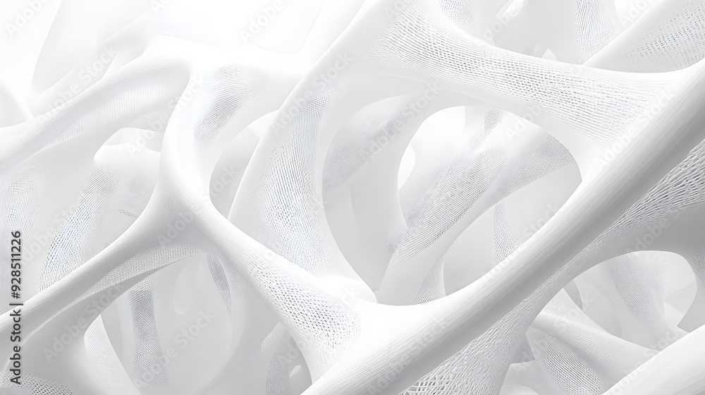 Poster 1. futuristic geometric shapes intertwine in a mesmerizing 3d pattern, rendered in pristine white.