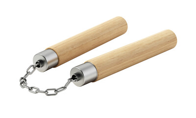 Nunchucks isolated on transparent background. 3D illustration
