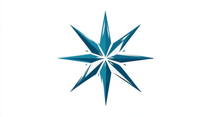 Fototapeta premium Stylized compass rose design featuring eight points in teal color