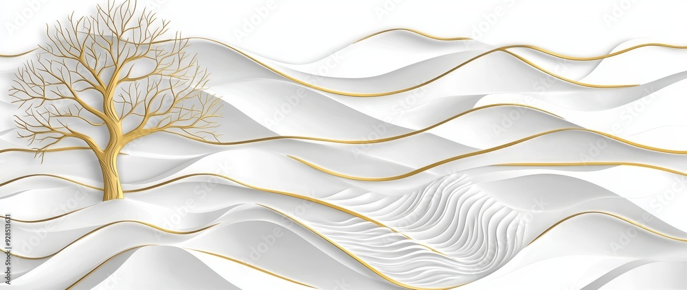 Aufkleber in japanese sashiko, gold patterns and lines are applied to a white background with decorative reinf