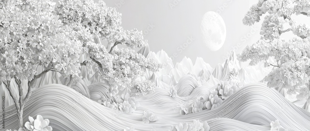 Poster nature backdrop with modern japanese pattern.