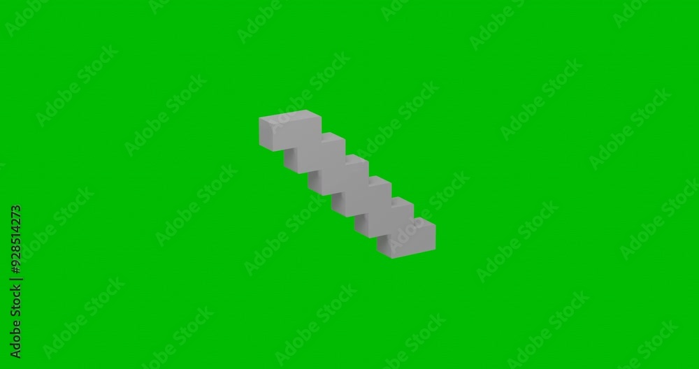 Poster animation of rotation of a white stairs symbol with shadow. simple and complex rotation. seamless lo