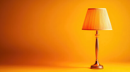 A stylish lamp illuminating a vibrant orange backdrop, adding warmth and elegance to any room.