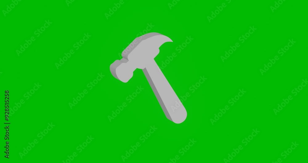 Poster animation of rotation of a white hammer symbol with shadow. simple and complex rotation. seamless lo