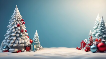Christmas winter theme, text space, 3D render artwork, and winter d&eacute;cor