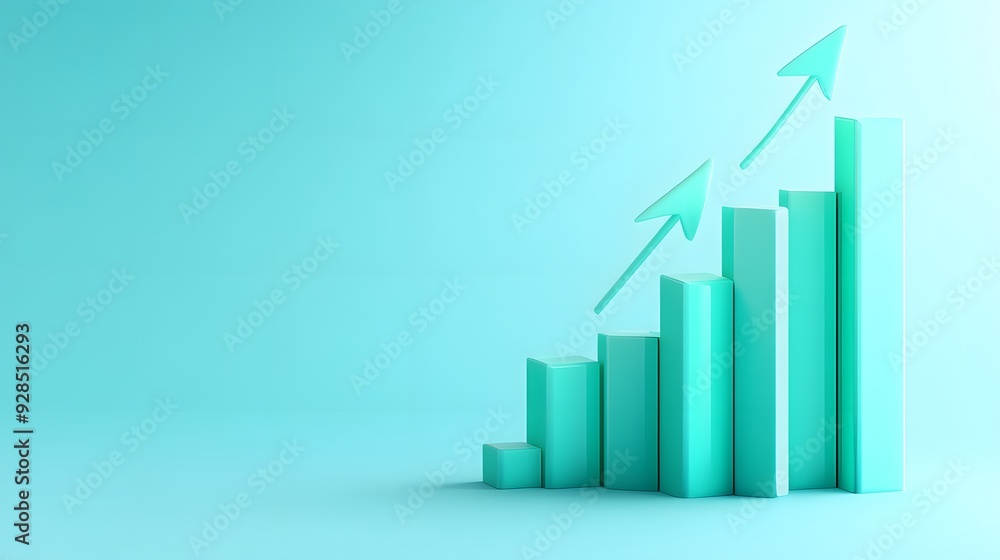 Aufkleber abstract 3d bar chart with upward arrows showing business growth and success, perfect for financial 