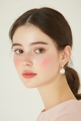 model wearing pearl earring