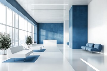 modern minimalist white and blue home