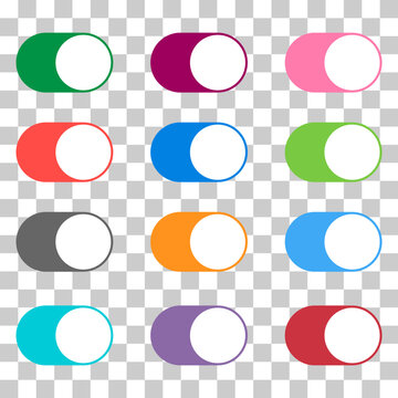 Set of web switch toogle button, flat control icon design vector illustration