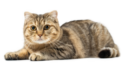 Scottish kitten Fold body shot isolated on transparent background, PNG
