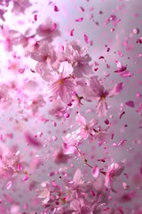 Fototapeta premium A bouquet of pink flowers suspended in mid-air