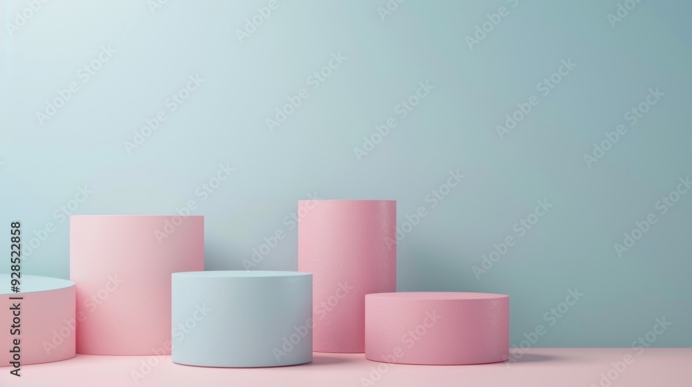 Poster soft pastel shapes sit against a textured background, creating a tranquil and aesthetically pleasing