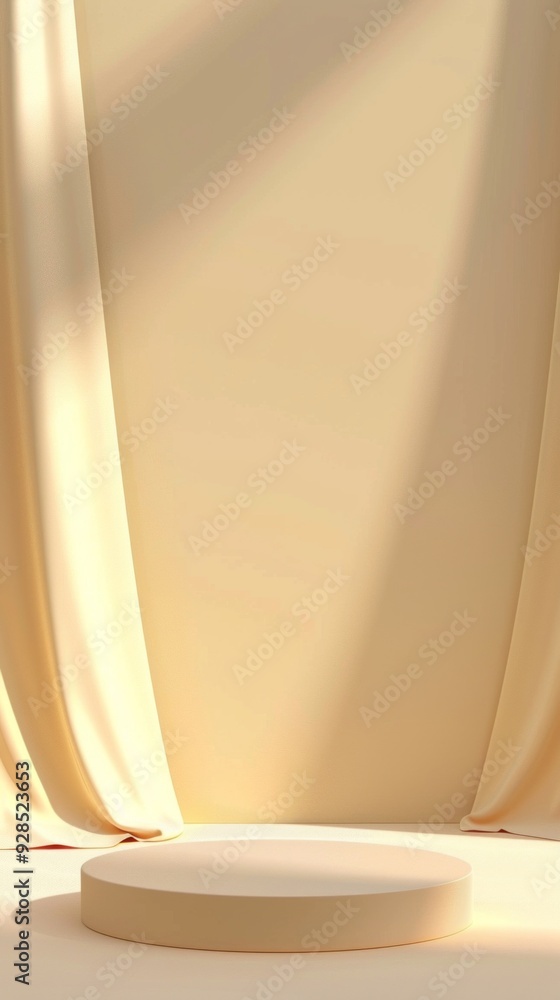 Poster A round podium with a soft backdrop, perfectly designed for minimalist product displays in clean and elegant surroundings