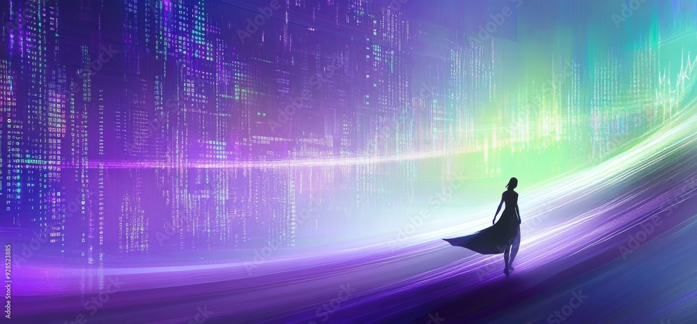 Aufkleber 3d rendering of abstract man in a science fiction digital world