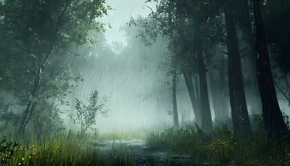 Fototapeta premium rainy day scene wallpaper
