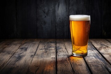 It's a mockup, template of an alcoholic beverage on wooden table on a background of a beerhouse. Nice for bar and pub menu designs.