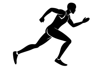 Silhouette of a Runner Jogging in Place - Mid-Motion Vector Illustration