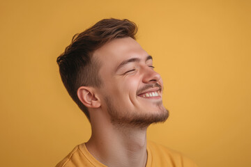 Fototapeta premium A close up of a man's face with his eyes closed