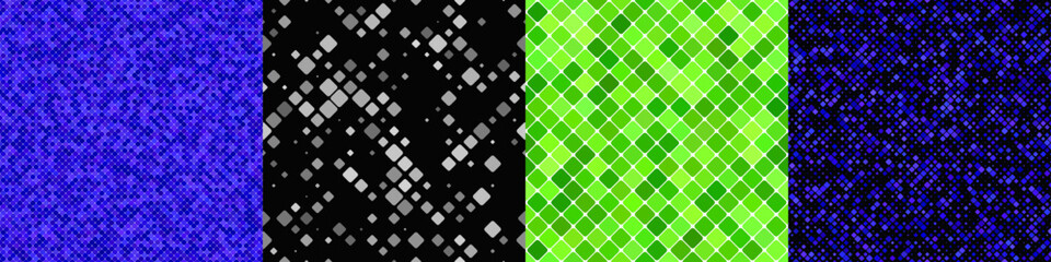 Seamless geometrical diagonal square pattern set