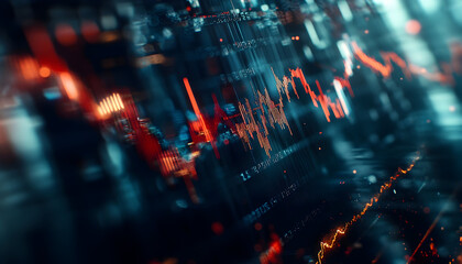 Obraz premium Volatility in the stock market reflected by wild fluctuations, ultra-realistic, high resolution,