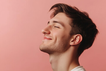 Fototapeta premium A close up of a man's face with his eyes closed