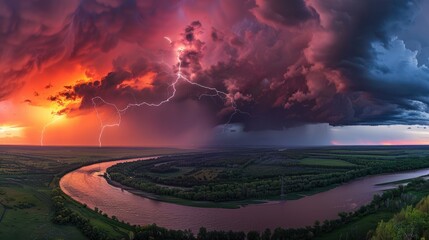 Lightning Storm Over a River