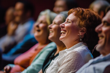 Obraz premium Woman wearing a blouse laughing in the audience