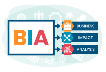 BIA - Business Impact Analysis acronym, concept background	