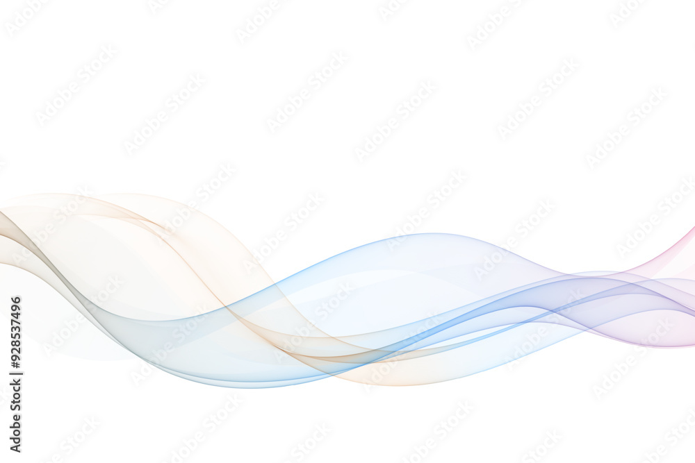 Wall mural abstract colorful smooth lines, wave on white background. design element.