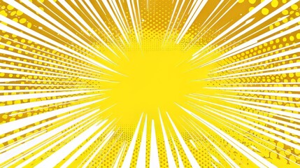 Fototapeta premium Bright yellow pop art background with bold halftone dot patterns in retro comic style, perfect for vibrant design projects, playful digital art, and eye-catching vector illustrations - eps10 format