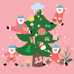 pattern with christmas trees, christmas greeting card, Vector of a party, set of christmas icons, christmas seamless, Set of Christmas element, 2025, happy new year