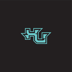 XU letter sporty and bold concept blue esport dynamic gaming monogram logo