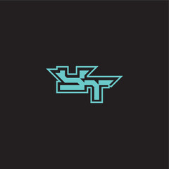 YT letter sporty and bold concept blue esport dynamic gaming monogram logo