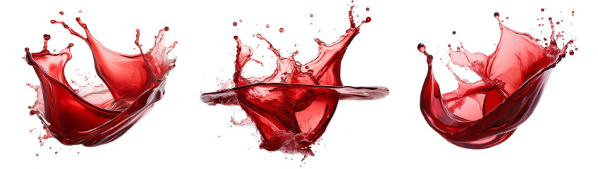 Set of red wine splashes, cut out. A color experience of red.