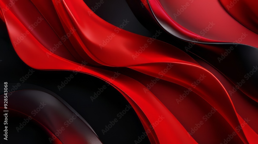 Poster dynamic red and black abstract background with bold color contrast and fluid shapes
