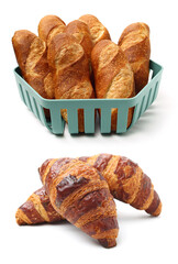 Fresh croissants isolated on white background 