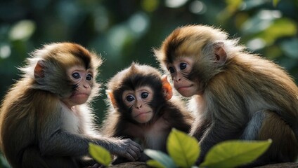 Obraz premium group of monkeys in forest