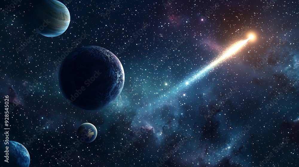 Canvas Prints starry sky with planets and comet
