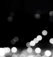 Bokeh night lihgt background, black white overlay dark shine effect circle sparkle glamour blur magic festive party merry christmas happy new year, decoration glowing dust glow holidays travel