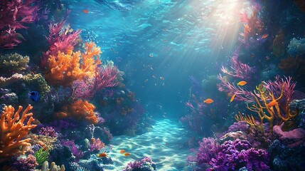 underwater with coral and fish