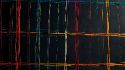 abstract background where threads are suspended in space, forming a web-like structure