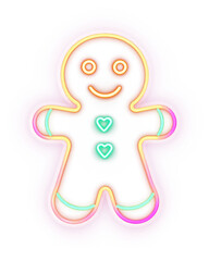 Obraz premium PNG Gingerbread man icon neon light night.