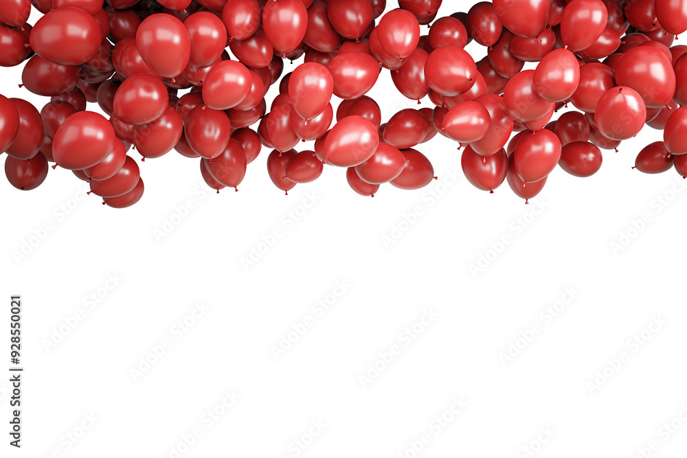 Aufkleber numerous red balloons are clustered at the top of the image against a clean white background, creati