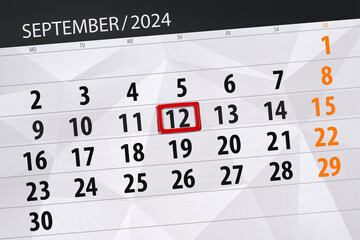 Calendar 2024, deadline, day, month, page, organizer, date, September, thursday, number 12