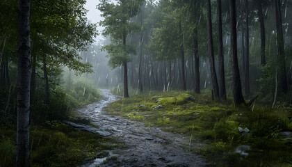 Obraz premium rainy day scene wallpaper