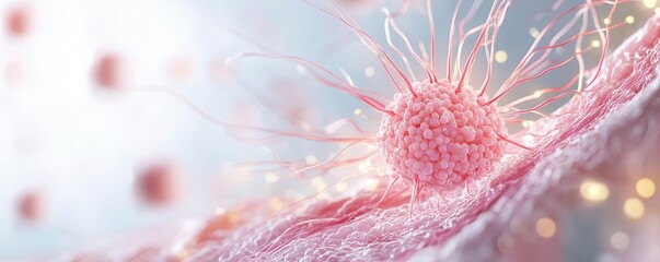 Detailed cross-section of breast tissue showing early-stage cancer cells detected through advanced screening, Breast cancer screening, early detection and medical science