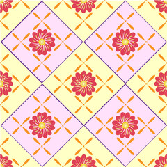 Flower in square seamless pattern