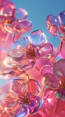 Fototapeta premium Digital pink balloon glass flower poster background